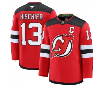 Men's New Jersey Devils #13 Nico Hischier Red 2024-25 Home Stitched Hockey Jersey