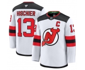 Men's New Jersey Devils #13 Nico Hischier White 2024-25 Away Stitched Hockey Jersey