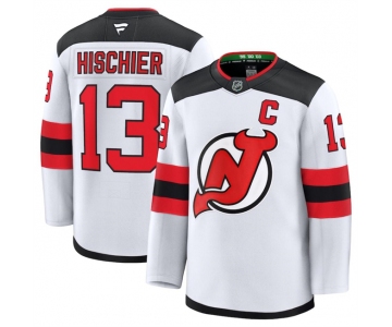 Men's New Jersey Devils #13 Nico Hischier White 2024-25 Away Stitched Hockey Jersey