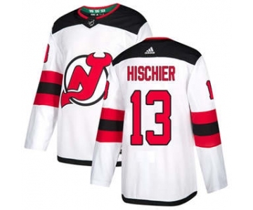 Men's New Jersey Devils #13 Nico Hischier White Road Stitched Hockey Jersey
