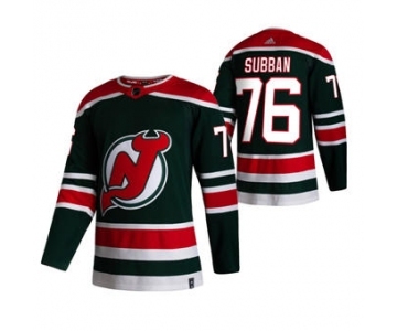 Men's New Jersey Devils #76 P.K. Subban Green 2020-21 Reverse Retro Alternate Hockey Jersey