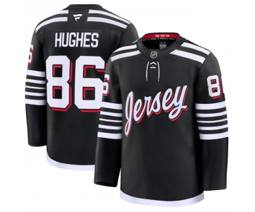 Men's New Jersey Devils #86 Jack Hughes Black 2024-25 Alternate Stitched Hockey Jersey