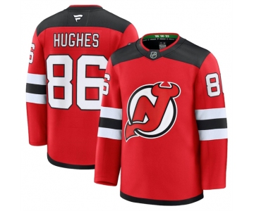 Men's New Jersey Devils #86 Jack Hughes Red 2024-25 Home Stitched Hockey Jersey