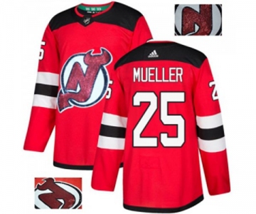 New Jersey Devils #25 Mirco Mueller Authentic Red Fashion Gold Hockey Jersey