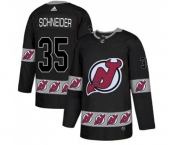 New Jersey Devils #35 Cory Schneider Authentic Black Team Logo Fashion Hockey Jersey