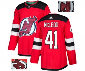 New Jersey Devils #41 Michael McLeod Authentic Red Fashion Gold Hockey Jersey