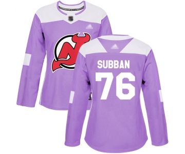 Devils #76 P. K. Subban Purple Authentic Fights Cancer Women's Stitched Hockey Jersey