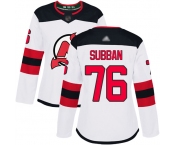 Devils #76 P. K. Subban White Road Authentic Women's Stitched Hockey Jersey