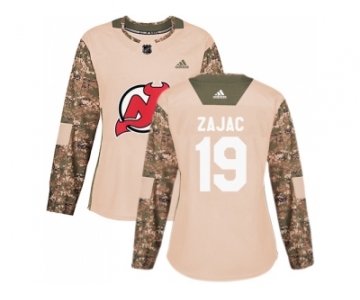 Women Adidas New Jersey Devils #19 Travis Zajac Camo Authentic 2017 Veterans Day Stitched NHL Jersey