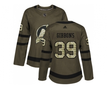 Women Adidas New Jersey Devils #39 Brian Gibbons Green Salute to Service Stitched NHL Jersey
