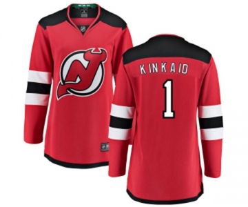Women New Jersey Devils #1 Keith Kinkaid Fanatics Branded Red Home Breakaway Hockey Jersey