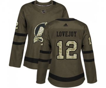 Women New Jersey Devils #12 Ben Lovejoy Authentic Green Salute to Service Hockey Jersey