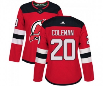 Women New Jersey Devils #20 Blake Coleman Authentic Red Home Hockey Jersey
