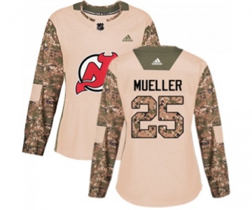Women New Jersey Devils #25 Mirco Mueller Authentic Camo Veterans Day Practice Hockey Jersey