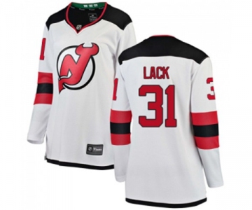 Women New Jersey Devils #31 Eddie Lack Fanatics Branded White Away Breakaway Hockey Jersey