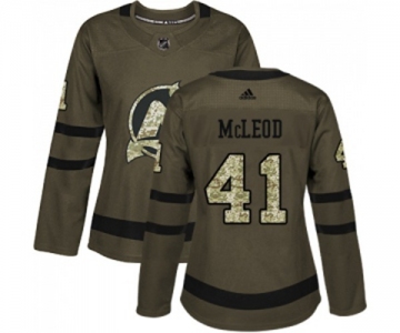 Women New Jersey Devils #41 Michael McLeod Authentic Green Salute to Service Hockey Jersey