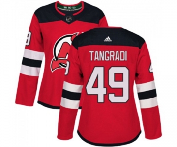 Women New Jersey Devils #49 Eric Tangradi Authentic Red Home Hockey Jersey
