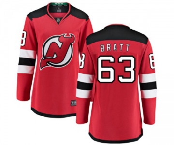 Women New Jersey Devils #63 Jesper Bratt Fanatics Branded Red Home Breakaway Hockey Jersey