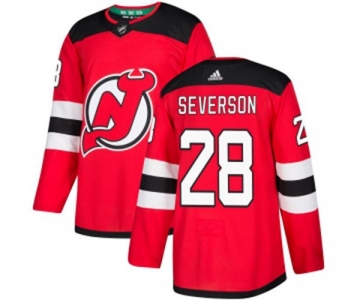 Youth New Jersey Devils #28 Damon Severson Authentic Red Home Hockey Jersey