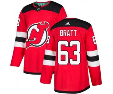 Youth New Jersey Devils #63 Jesper Bratt Authentic Red Home Hockey Jersey