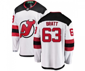 Youth New Jersey Devils #63 Jesper Bratt Fanatics Branded White Away Breakaway Hockey Jersey