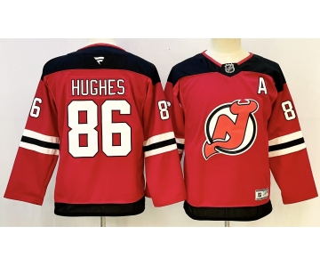 Youth New Jersey Devils #86 Jack Hughes Red With A Patch Stitched Jersey