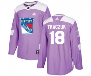 Adidas New York Rangers #18 Walt Tkaczuk Authentic Purple Fights Cancer Practice NHL Jersey