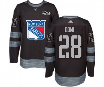Adidas New York Rangers #28 Tie Domi Authentic Black 1917-2017 100th Anniversary NHL Jersey