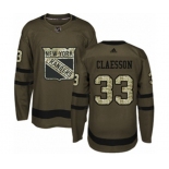Adidas New York Rangers #33 Fredrik Claesson Authentic Green Salute to Service NHL Jersey