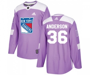 Adidas New York Rangers #36 Glenn Anderson Authentic Purple Fights Cancer Practice NHL Jersey