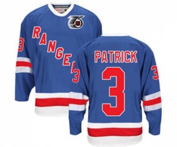 CCM New York Rangers #3 James Patrick Premier Royal Blue 75TH Throwback NHL Jersey
