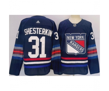 Men New York Rangers #31 Igor Shesterkin Navy Stitched Jersey