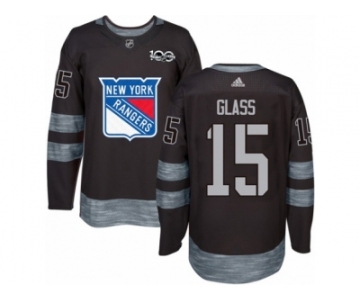 Men's Adidas New York Rangers #15 Tanner Glass Authentic Black 1917-2017 100th Anniversary NHL Jersey