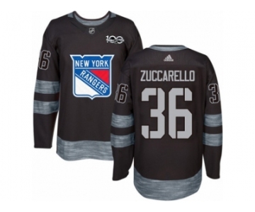 Men's Adidas New York Rangers #36 Mats Zuccarello Authentic Black 1917-2017 100th Anniversary NHL Jersey