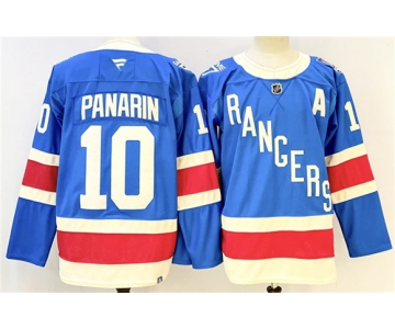 Men's New York Rangers #10 Artemi Panarin Blue 2025 With A Patch Stitched Hockey Jersey