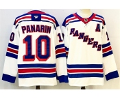 Men's New York Rangers #10 Artemi Panarin White With A Patch 2024-25 Away Stitched Hockey Jersey