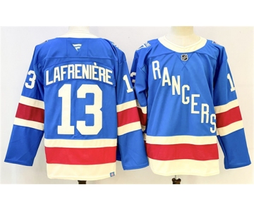 Men's New York Rangers #13 Alexis Lafreniere Blue 2025 Stitched Hockey Jersey