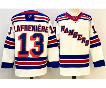 Men's New York Rangers #13 Alexis Lafreniere White 2024-25 Away Stitched Hockey Jersey