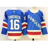 Men's New York Rangers #16 Vincent Trocheck Blue 2025 Stitched Hockey Jersey Men's New York Rangers #16 Vincent Trocheck Blue 2025 Stitched Hockey Jersey