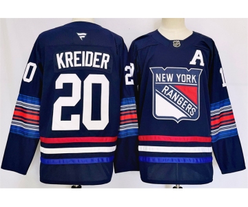 Men's New York Rangers #20 Chris Kreider Navy 2024-25 Stitched Jersey