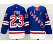 Men's New York Rangers #23 Adam Fox Royal 2024-25 Home With A Patch Stitched Hockey Jersey