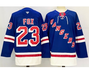 Men's New York Rangers #23 Adam Fox Royal 2024-25 Home With A Patch Stitched Hockey Jersey
