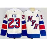Men's New York Rangers #23 Adam Fox White 2024-25 Stadium Series Stitched Jersey