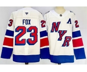 Men's New York Rangers #23 Adam Fox White 2024-25 Stadium Series Stitched Jersey