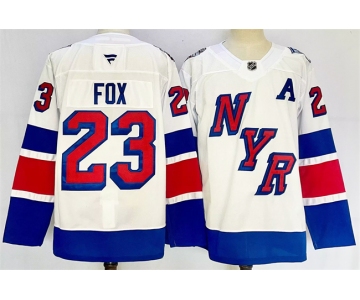 Men's New York Rangers #23 Adam Fox White 2024-25 Stadium Series Stitched Jersey