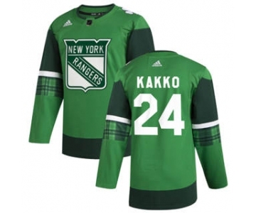 Men's New York Rangers #24 Kaapo Kakko 2020 St. Patrick's Day Stitched Hockey Jersey Green