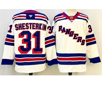 Men's New York Rangers #31 Igor Shesterkin White 2024-25 Away Stitched Hockey Jersey