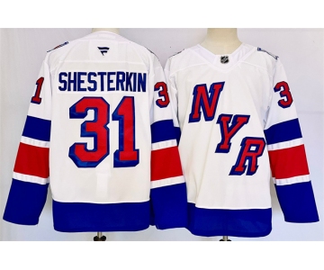 Men's New York Rangers #31 Igor Shesterkin White 2024-25 Stadium Series Stitched Jersey