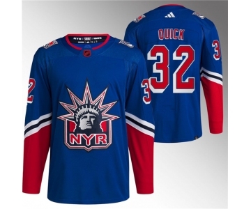 Men's New York Rangers #32 Jonathan Quick Blue Reverse Retro Stitched Jersey