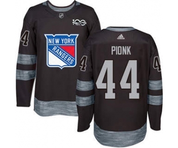 Men's New York Rangers #44 Neal Pionk Black 1917-2017 100th Anniversary Stitched Hockey Jersey